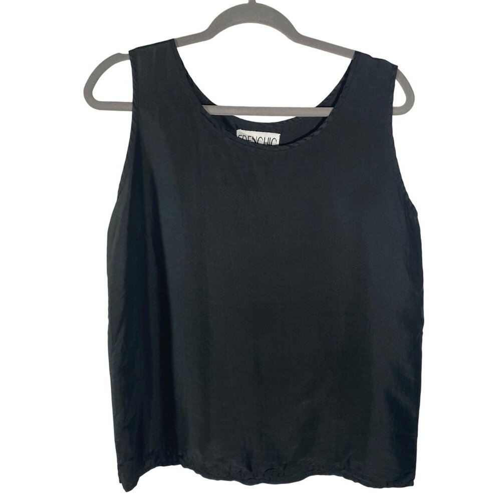 Black Frenchic 100% Silk Sleeveless Tank Top M boxy upgraded basic capsule wardr